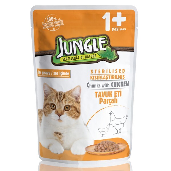 Jungle Pouch Jöleli Tavuklu Kısırlaştırılmış Kedi Konservesi 100 GR | SRC: Barcode: 8681299600038